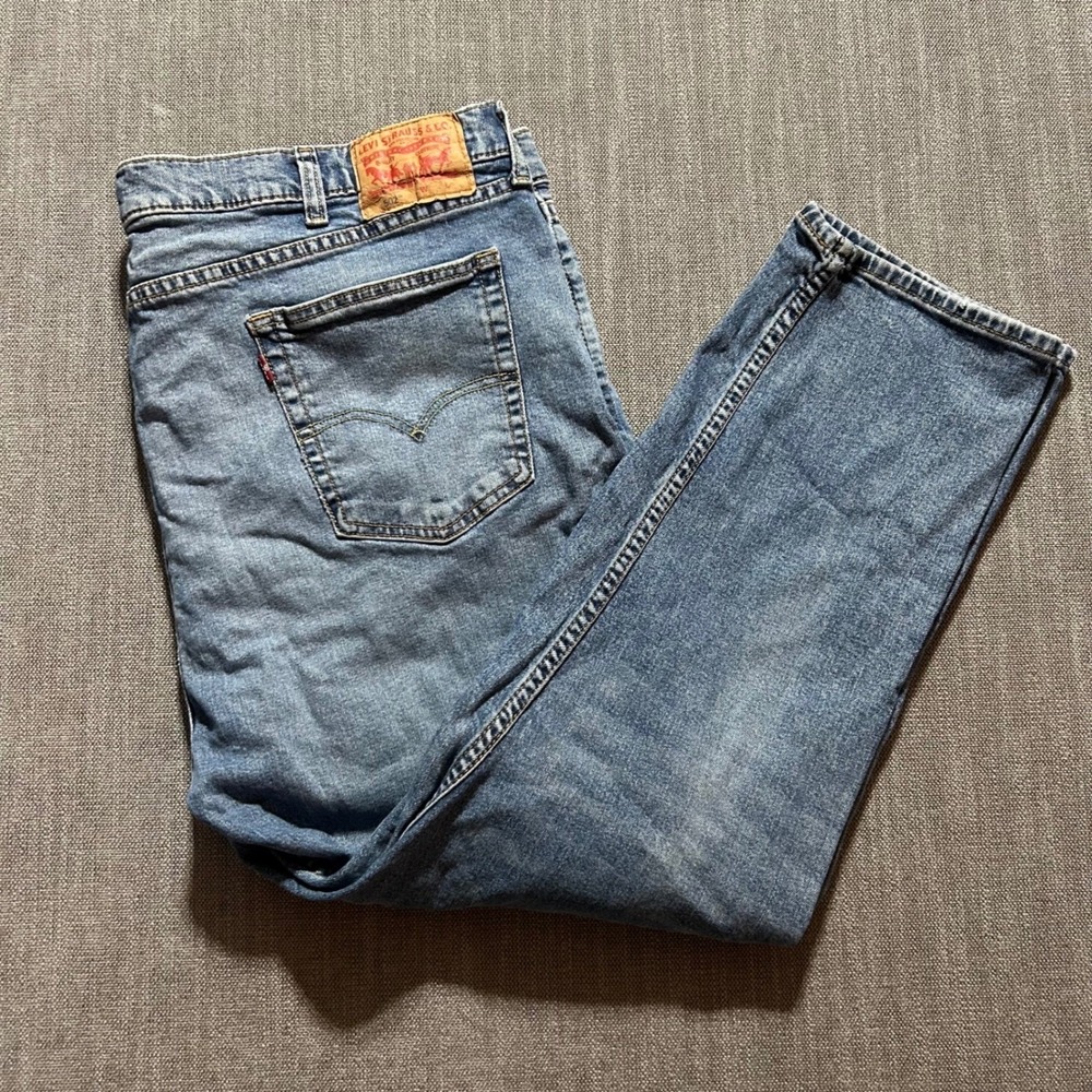 Levi's 502 Taper Jeans Mens 44x28 Blue Medium Wash Stretch Denim Tapered Leg